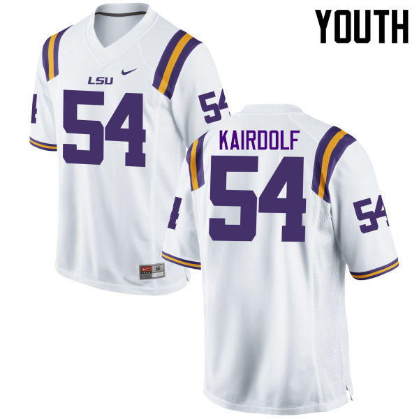 Youth LSU Tigers #54 Justin Kairdolf College Football Jerseys Game-White - Click Image to Close
